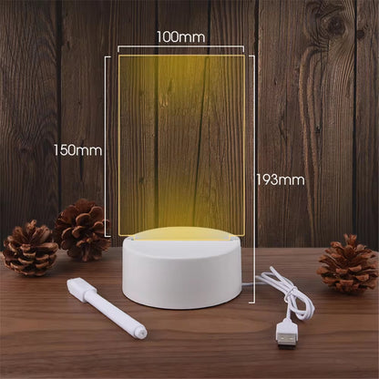 Transparent LED Night Light with Erasable Message Board and Calendar - USB Acrylic Desktop Ornament