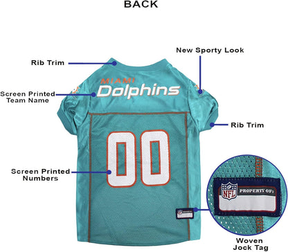 NFL Miami Dolphins Dog Jersey, Size: X-Large. Best Football Jersey Costume for Dogs & Cats. Licensed Jersey Shirt